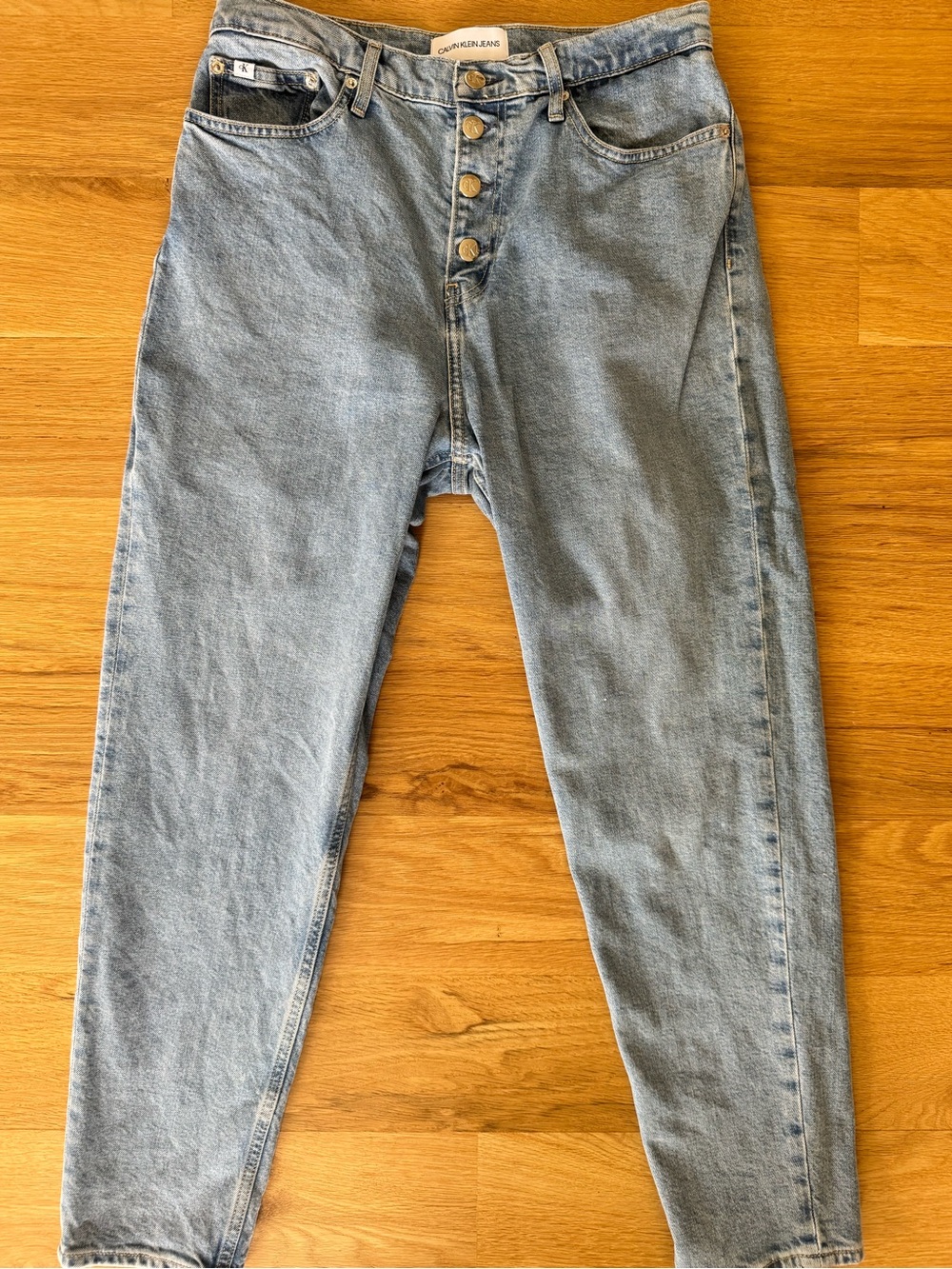Calvin Klein Mom Jeans High Rise Light Wash Button Fly W30 90s Style